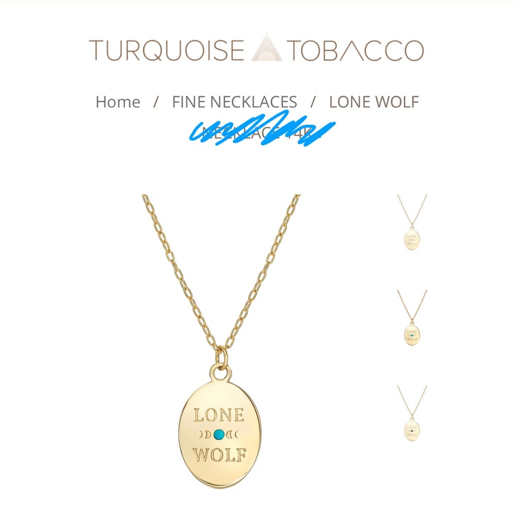 Turquoise and Tobacco - Lone Wolf Oval Disc Necklace 🐺🦋